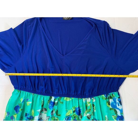 IGIGI by Yuliza Raquel Maxi Dress Floral Blue Green V Neck 30/32 Long Fringe - Picture 12 of 13